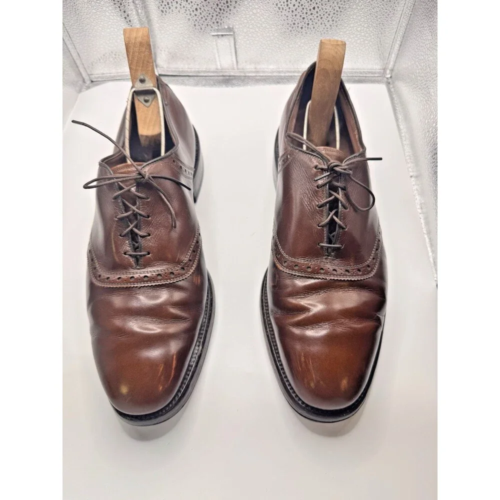 Vintage Allen Edmonds Polo Saddle Oxford Brown 10.5D USA Re-Soled Leather Shoes